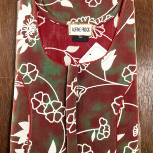 alpine nighty maroon green printed zip
