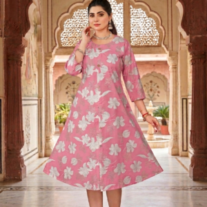 vertican a line kurti with pocket