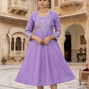 lavendar color a line kurti