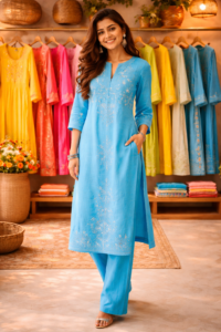 blue kurta coord set